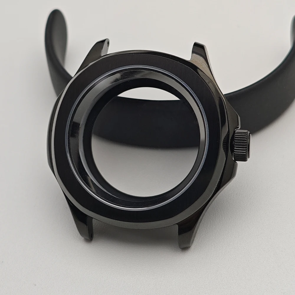 Black Steel Watch Case with Chapter Ring and Sapphire Glass, 39.5mm