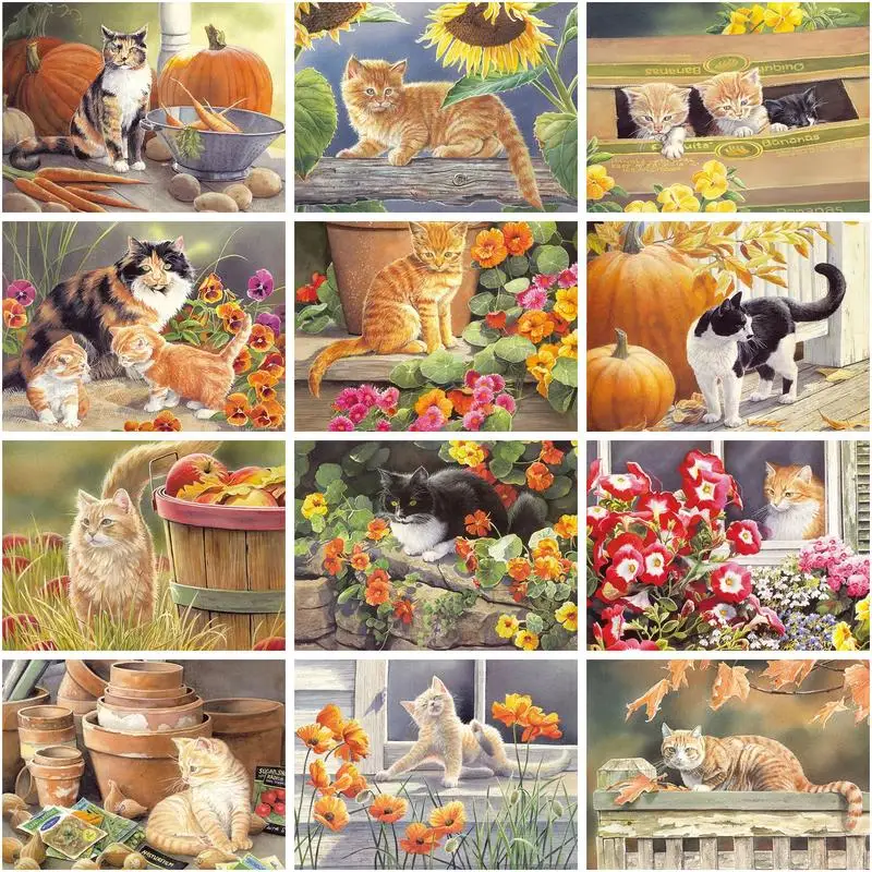 

CHENISTORY Painting By Numbers Cat Animal DIY 40X50CM Frame Paint By Numbers Drawing On Canvas DIY Home Decoration