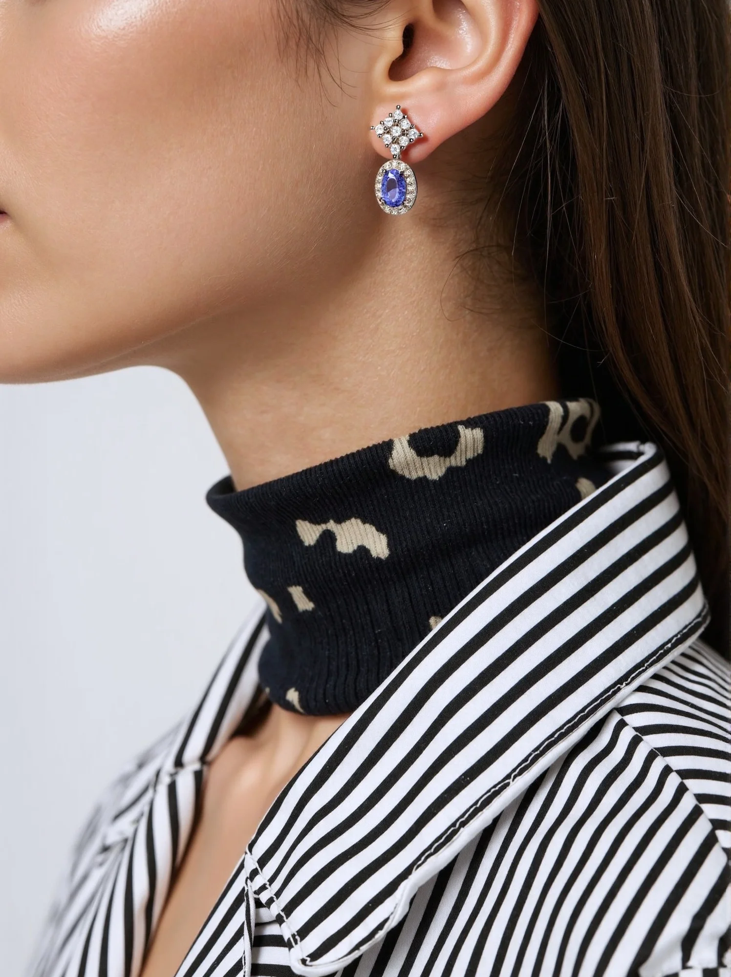 Tanzanite Drop Earrings 925 S925 Silver 3*5mm Fine Jewelry For Woman With Tanzanite Gemstone