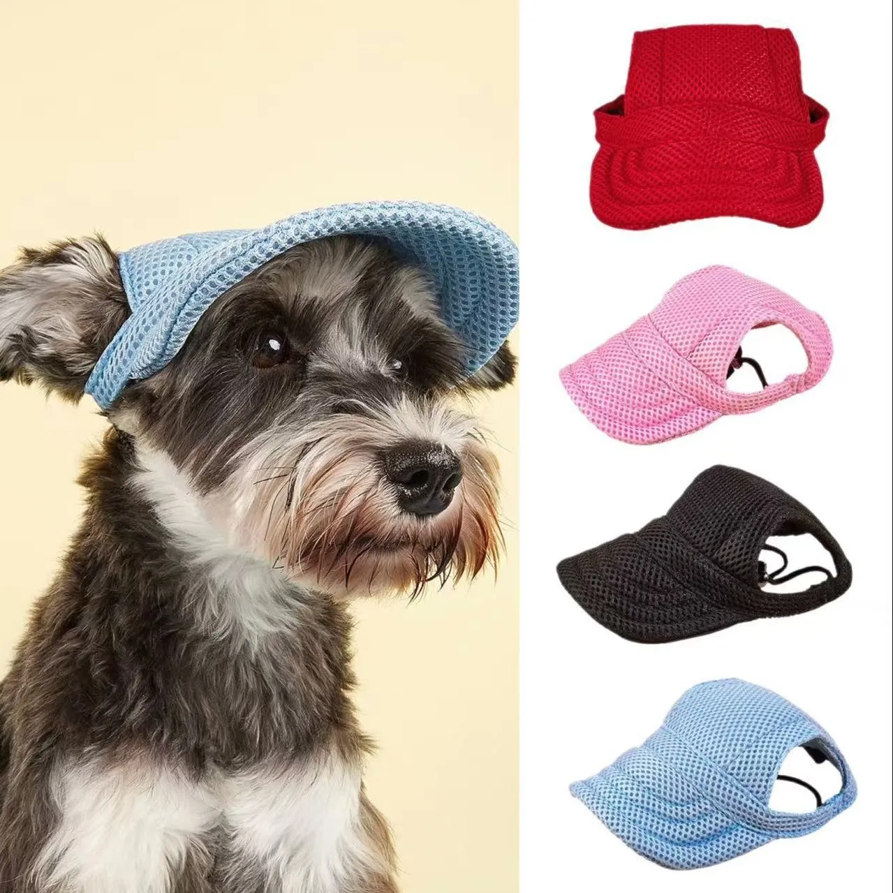 Summer Pet Dog Cap with Ear Holes Adjustable Pet Dog Cat Outdoor ...