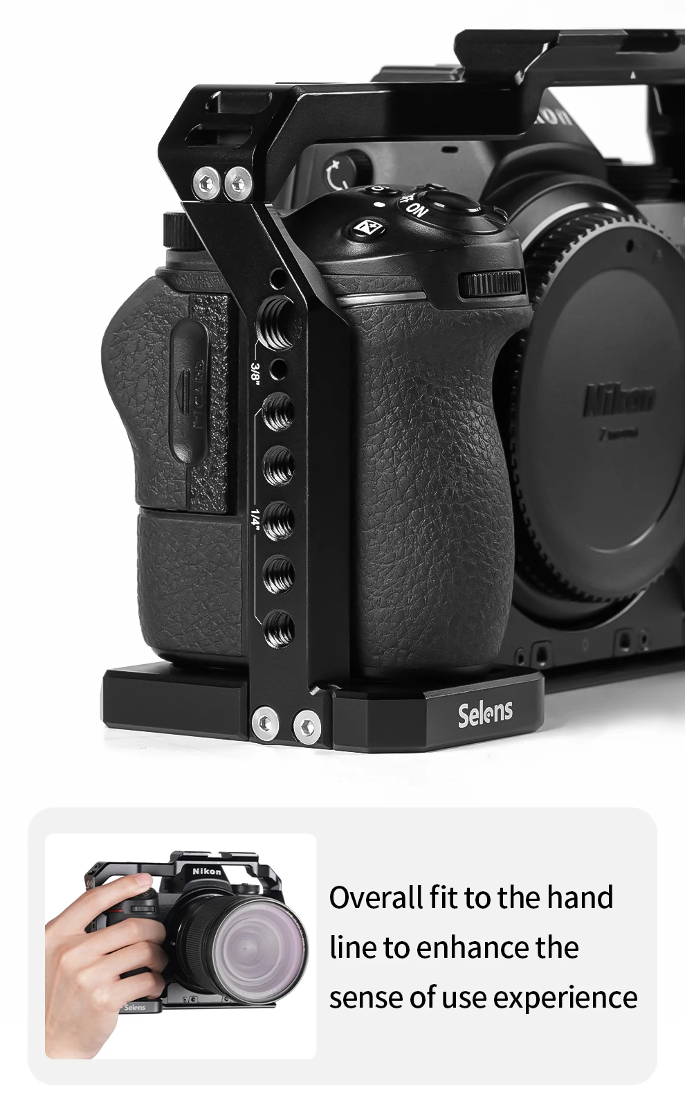 Camera Cage with Multiple Expansion Holes for Universal DSLR Nikon Z5/Z6/Z7/Z6 I