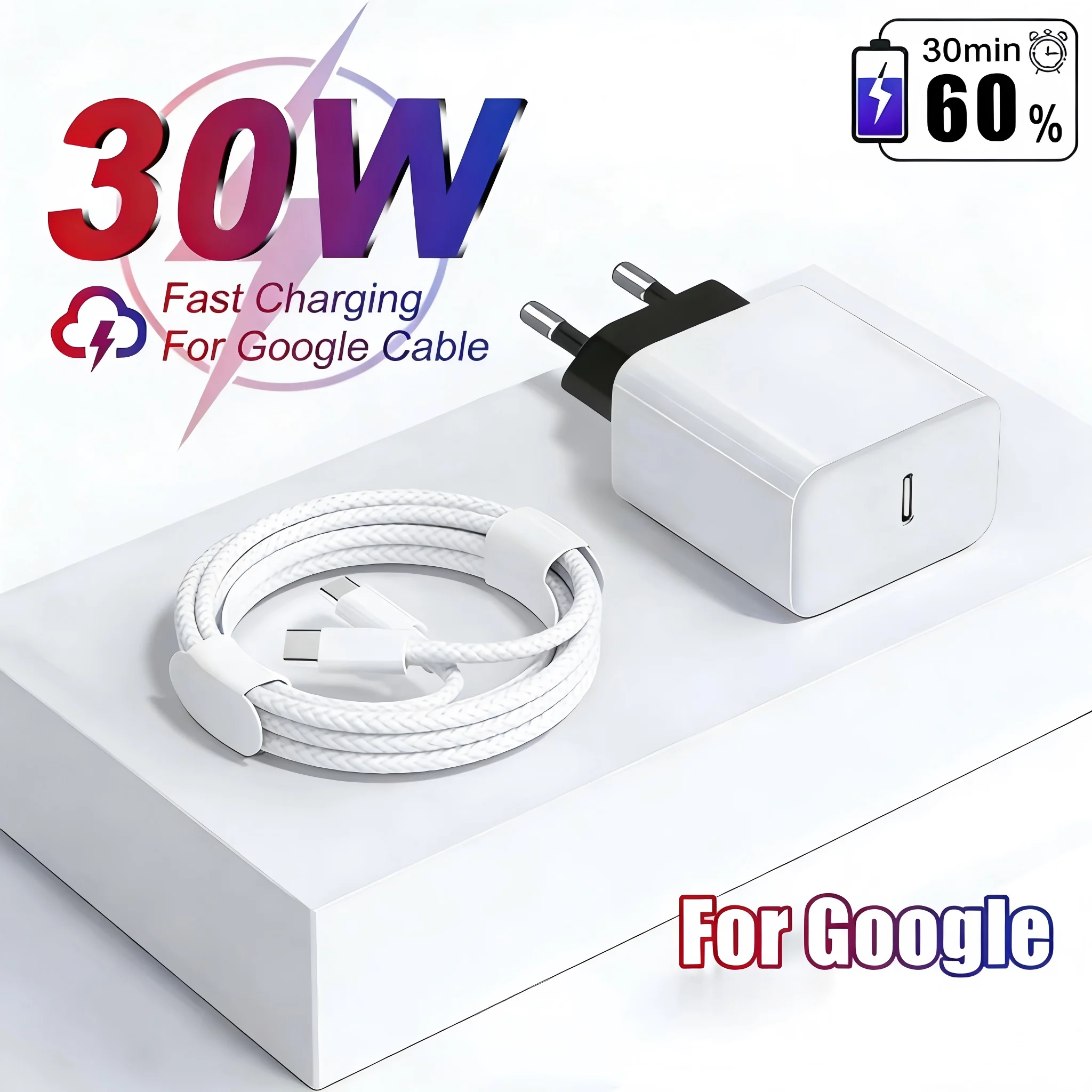 Google Original 30W Fast Charging USB-C Charger with Cable