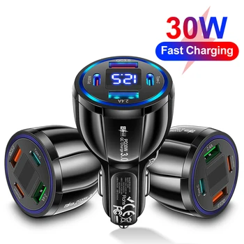 Caricabatteria da auto USB tipo C da 30 W ricarica rapida per iPhone15 Pro Max Xiaomi 14 Samsung Huawei Quick Charge 3.0 caricabatteria per telefono cellulare per auto