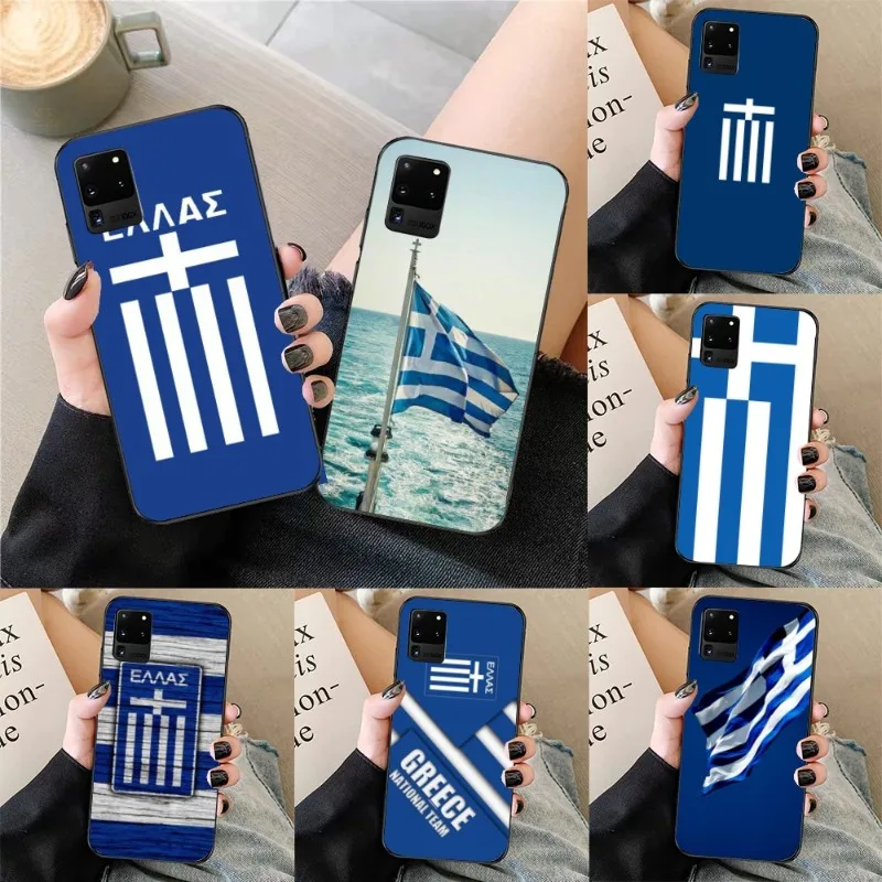 Greece Greek National Flags Phone Case For Samsung Galaxy S23 S22 S21 S10 S9 S8 Plus Ultra Soft Black Phone Cover