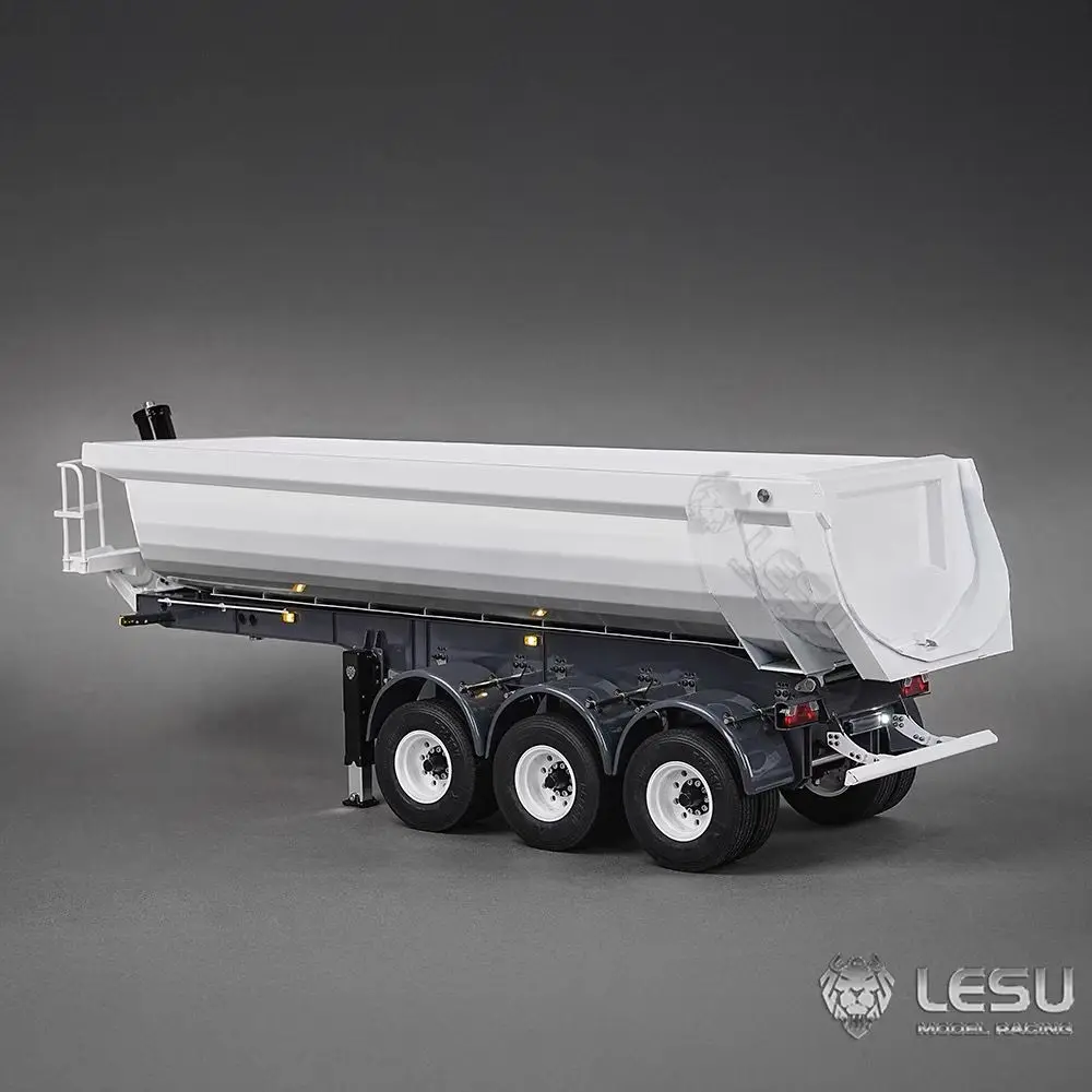 LESU RC Hydraulic Dump Trailer 3 Axles Metal Trailers Electric Legs for 1/14 TAMIYAYA Remote Control Vehicle Tractor Truck Model 3