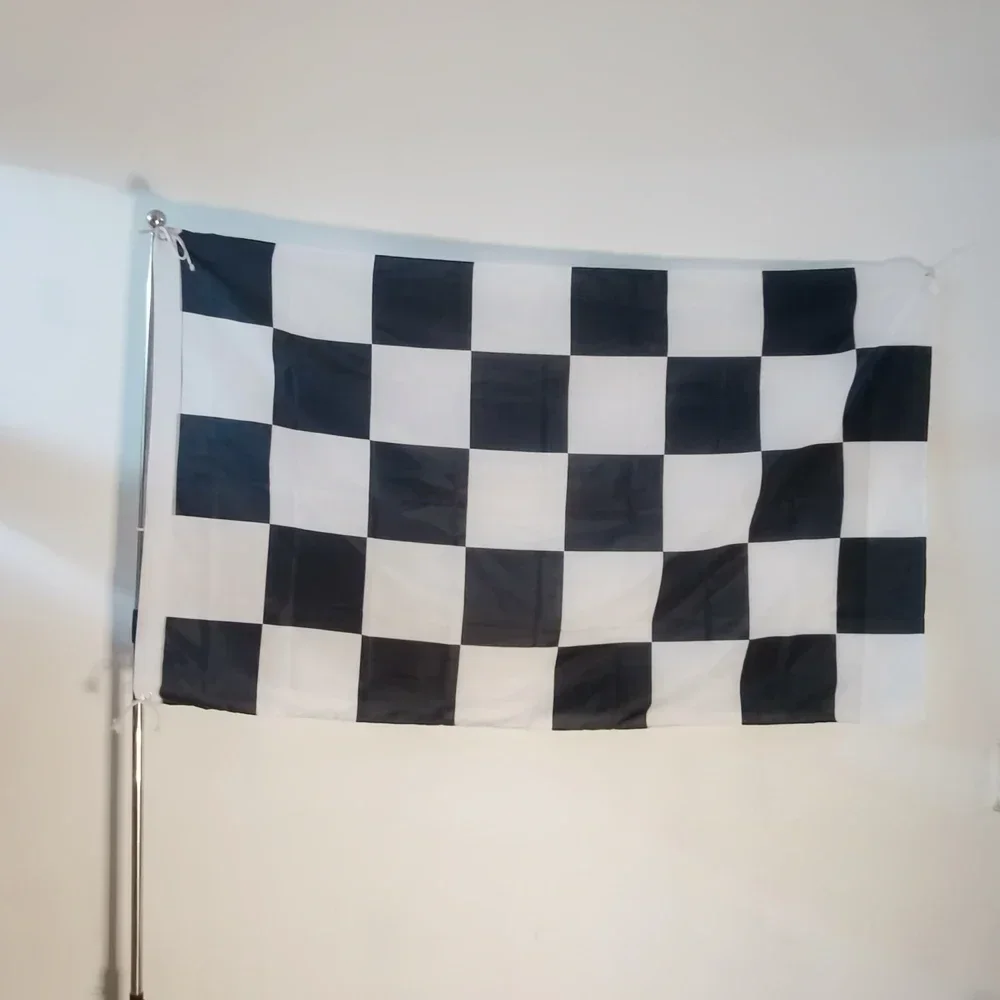 90x150cm Black White Checkered Racing Flag 3x5ft Polyester Motorsport Banner for Car Racing Events, Parties, Wall Decoration