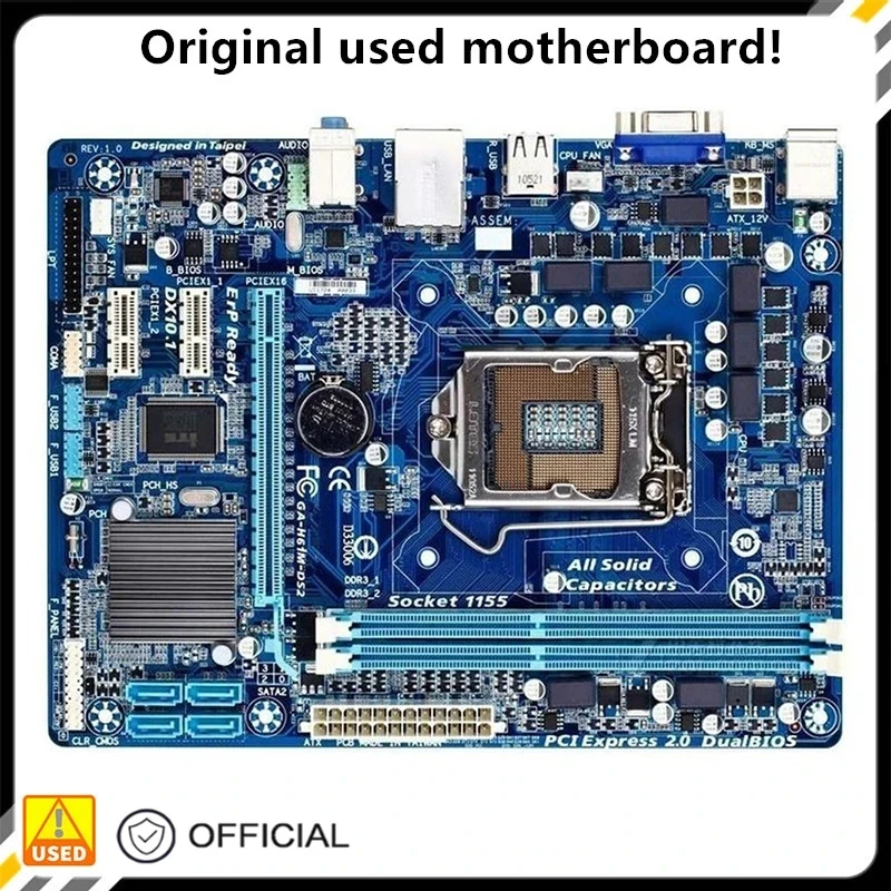 H61 Ga-H61M-Ds2 H61M-Ds2 Rev3.0 4.0 5.0 6.0 Scheda Desktop Usata H61 Slot Lga1155 Scheda Madre Ddr3 Sata2 Usb2.0 Supporto I3 I5 I7