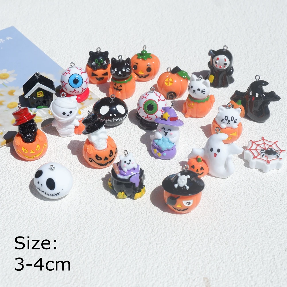 10 stücke kawaii Halloween-Set Charms für Schmuck machen DIY Ohrring Armband Anhänger Zubehör Ergebnisse Großhandel Bulk – Detail 1