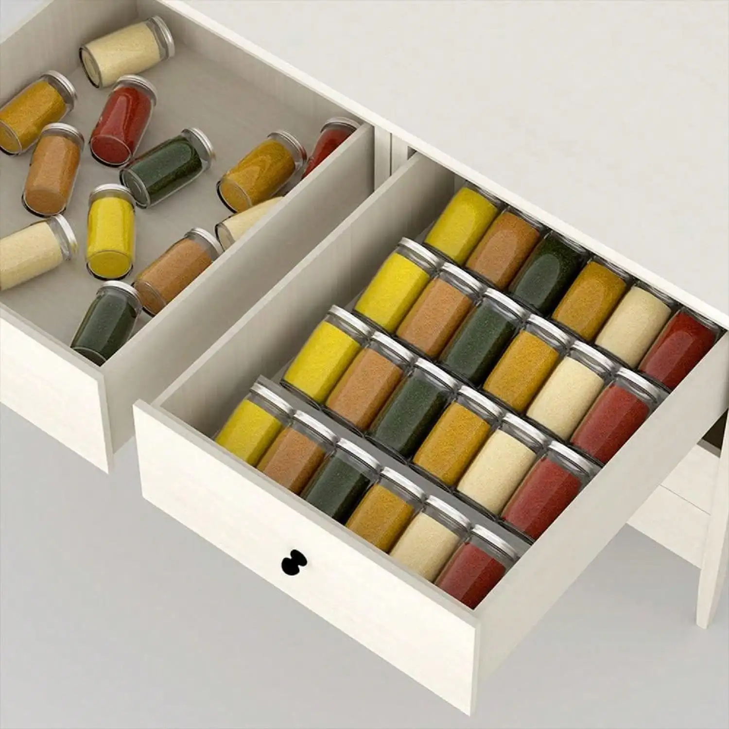 4 Layer Spice Drawer Organizer Adjustable Acrylic Spice Jars Rack Tray Expandable Seasoning Organizer Cabinet Kitchen Shelves 4