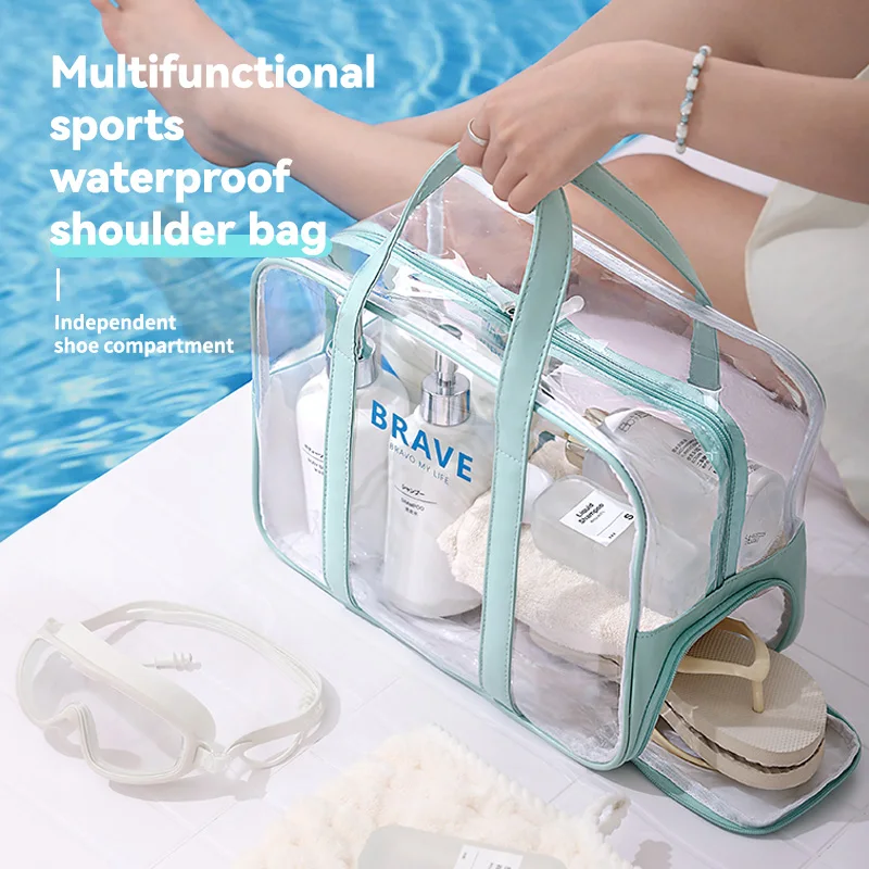 PVC Toiletry Bag Women Swimming Storage Bag Clear Makeup Bag Travel Toiletries Organizer Storage Bath Toiletry Wash Zipper Bag 3