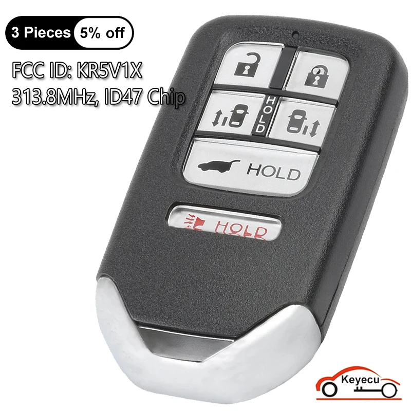 

KEYECU 5+1 6 Buttons 313.8MHz ID47 Chip for Honda Odyssey 2014 2015 2016 2017 Auto Smart Remote Control Key Fob FCC ID: KR5V1X