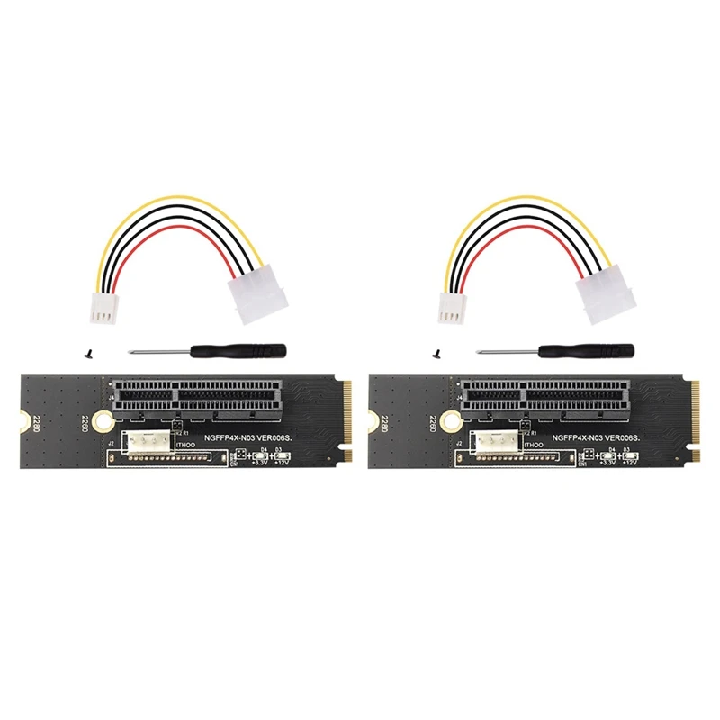 

2Pcs NGFF M.2 To PCI-E 4X Riser Card M2 Key M To Pcie X4 With LED Voltage Indicator PCI Express 1X To 16X Adapter Card