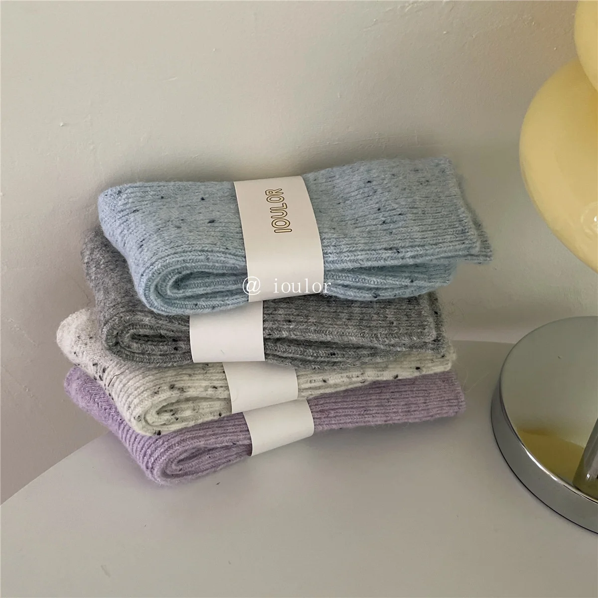 SP & STADT Koreanische Mode Winter Verdickt Punkt Wolle Socken frauen Baumwolle Solide Mittel Rohr Warme Socken Harajuku Kaschmir strümpfe – Detail 5