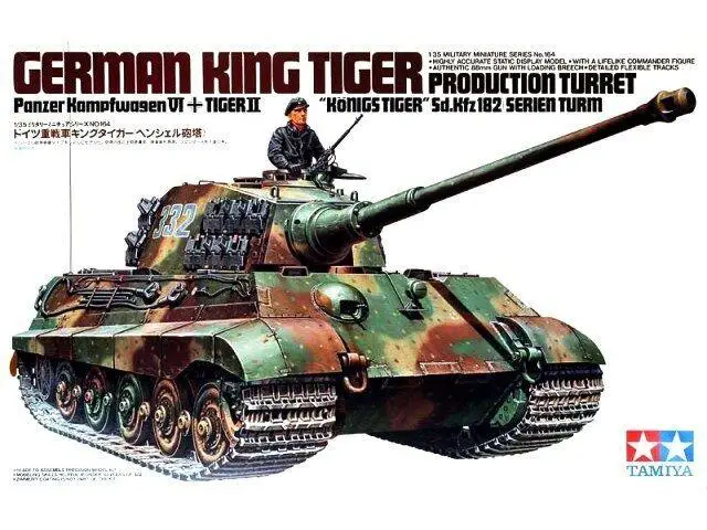 Tamiya 35164 1/35 Kit Modello Serbatoio Militare Torretta Di Produzione King Tiger Tedesca