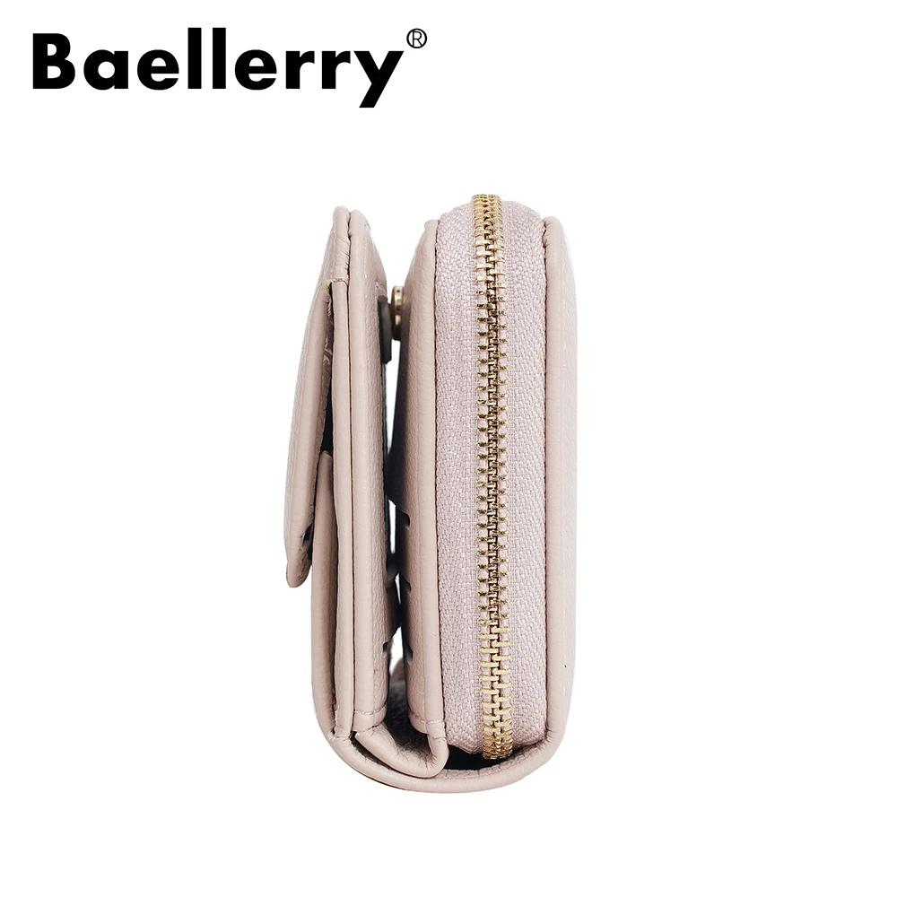 Baellerry Ins Fashion Accordion Card Wallet for Women, Mini Zip Around Purse with ID Window, Luxury Small Money Clip Wallet for