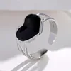 Bague Vintage en acier inoxydable pour femmes, anneau d'ouverture d'huile goutte à goutte blanche, Simple, couleur or, géométrique réglable, bijoux 2023