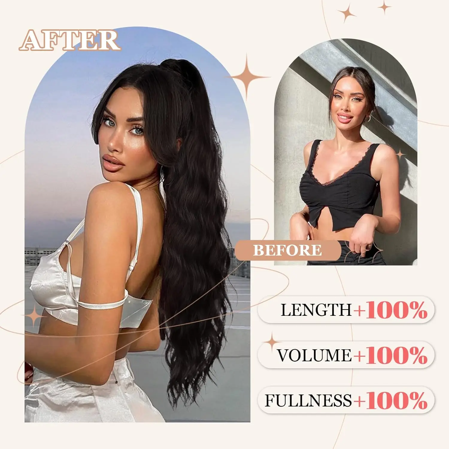 Body Wave Drawstring Ponytail 100% Human Hair Extentions #2 Dark Brown Wrap Around Drawstring Ponytail Clip In Hair Extensions