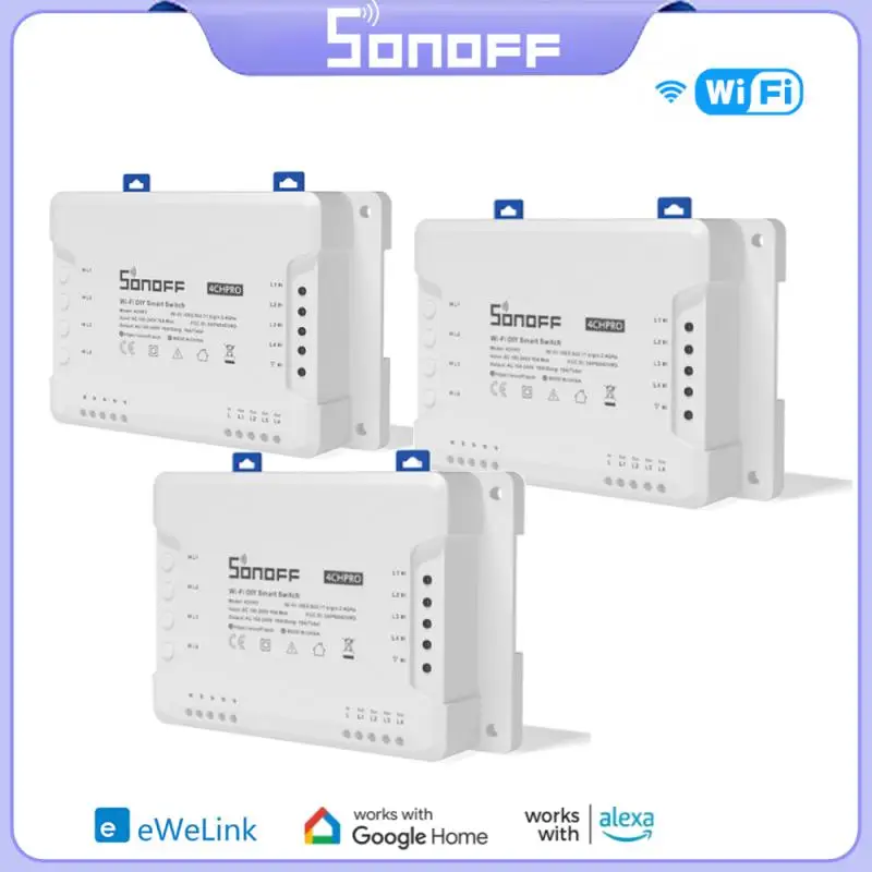 

Смарт-переключатель SONOFF R3/ 4CH PRO R3, 4-канальный, Wi-Fi, с поддержкой Alexa Google Home