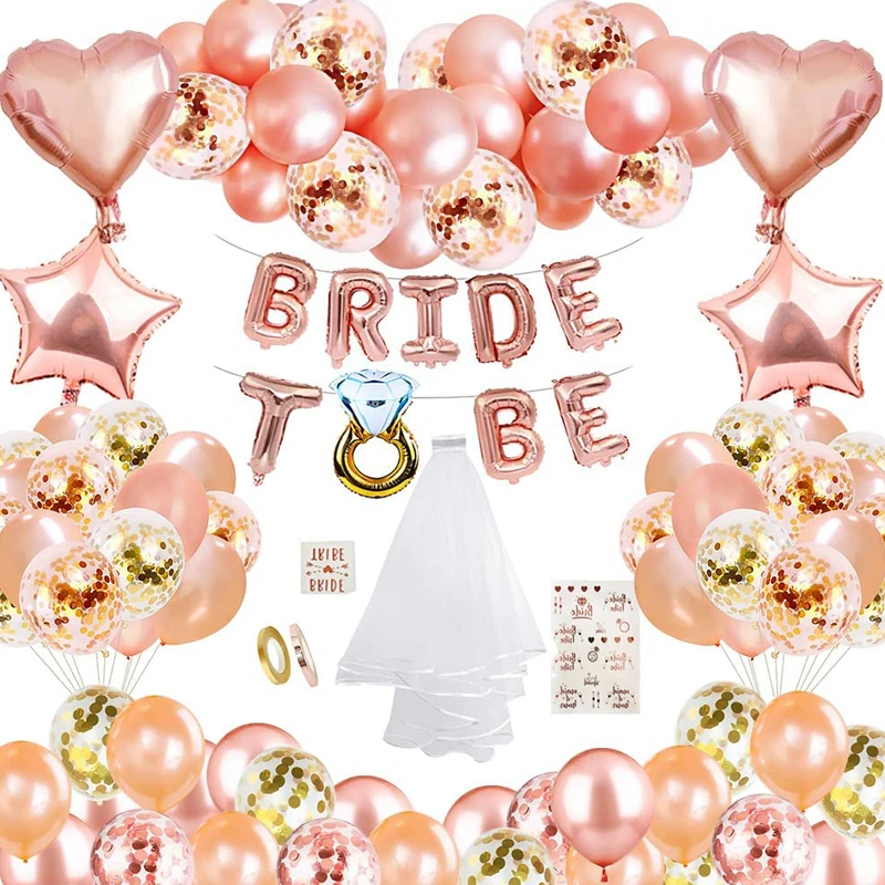 Ballons décoratifs pour future mariée, autocollant de fête d'enterrement de  vie de jeune fille, voile, accessoires de fête | AliExpress