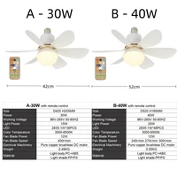 E27 40W 52Cm Ceiling Fan With Led Light Remote Control White For Kitchen Bedroom Dining Room Patio 2