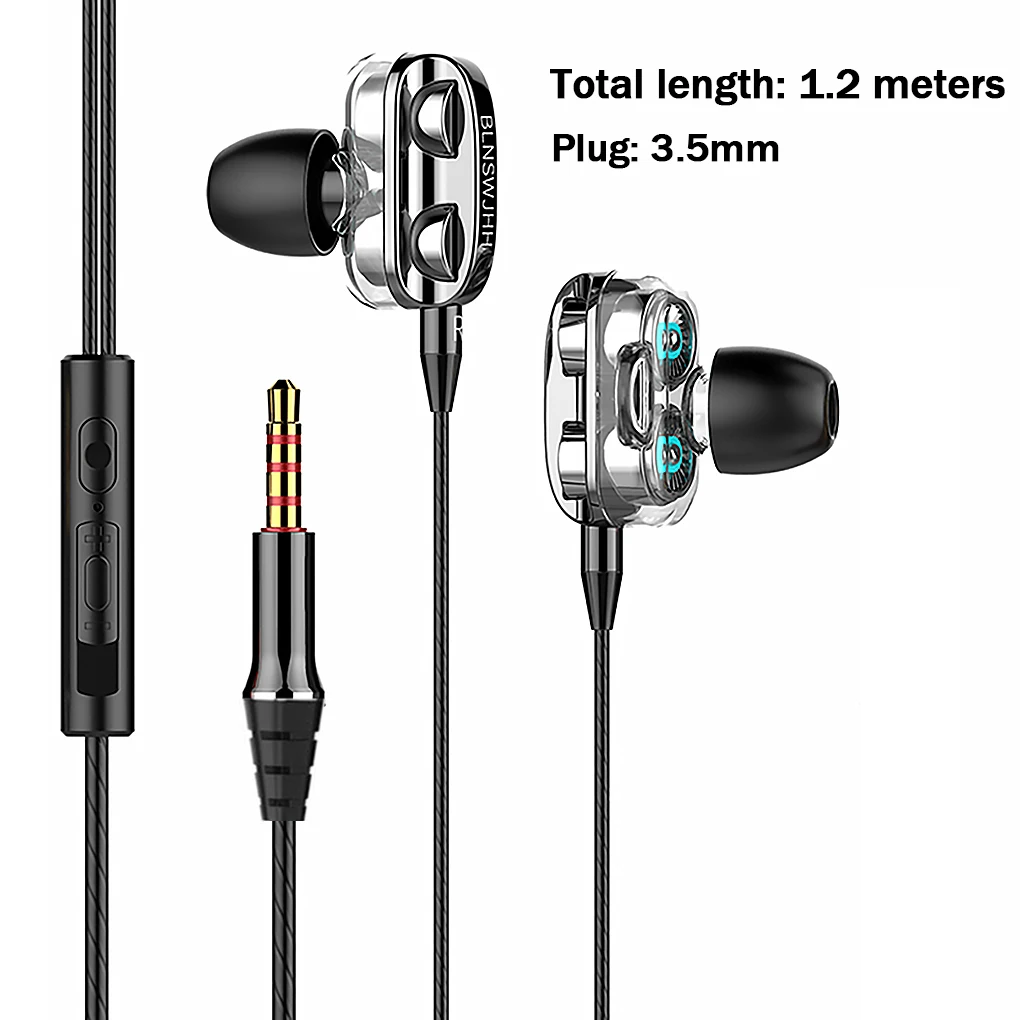 

Wired Earphone 3 5mm Interface Noise Reduction Ergonomic Music Listening Sports Subwoofer Headset with Microphone