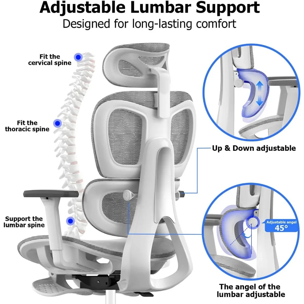 Ergonomic Mesh Office Chair with 3D Adjustable ArmrestErgonomic Office Chair with Wheels for Home & Office Black 4