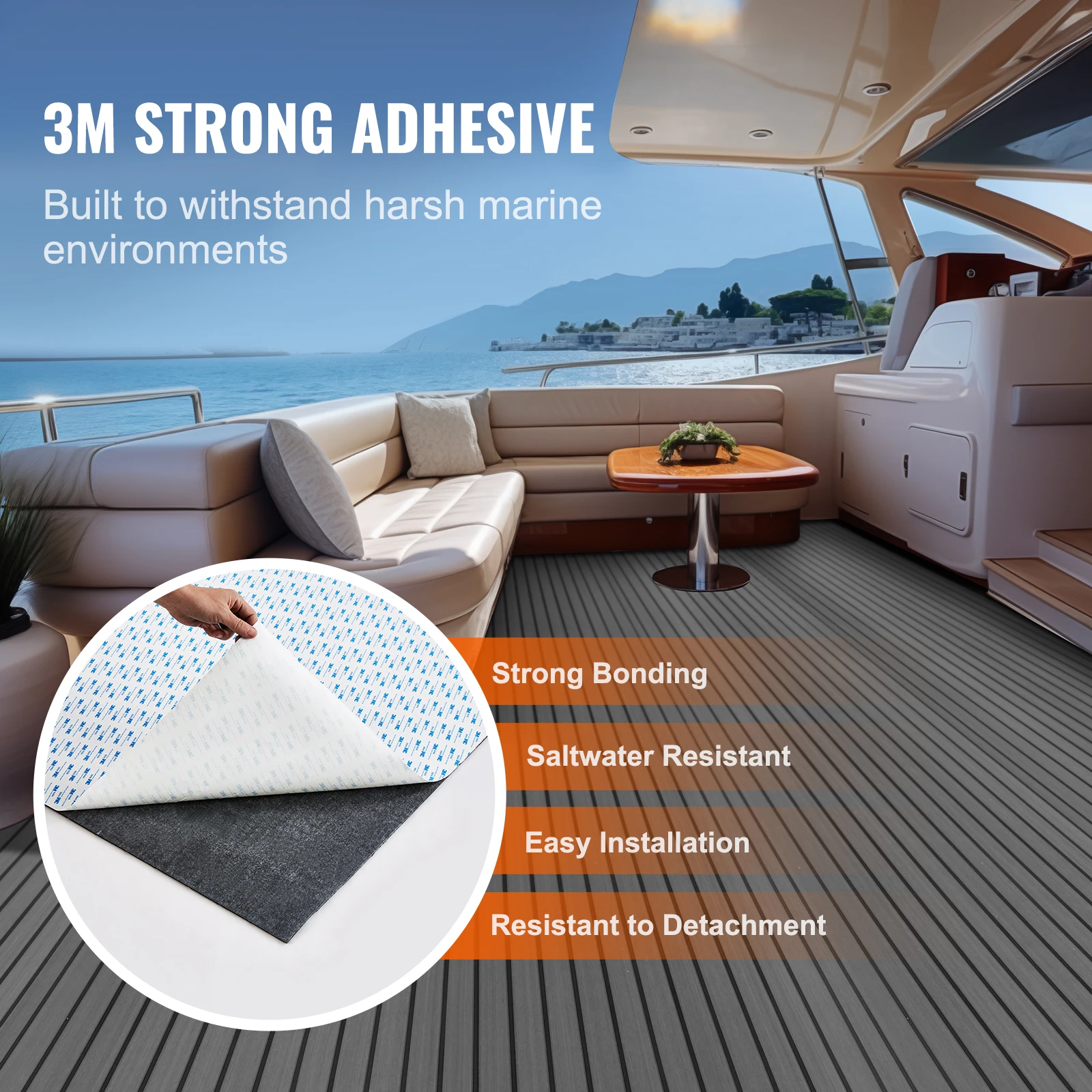 SucceBuy Boat FlooringEVA Foam Boat Decking 94.5x17.7 inch Non-Slip Self-Adhesive Flooring for Boats Yacht Pontoon Kayak Decking