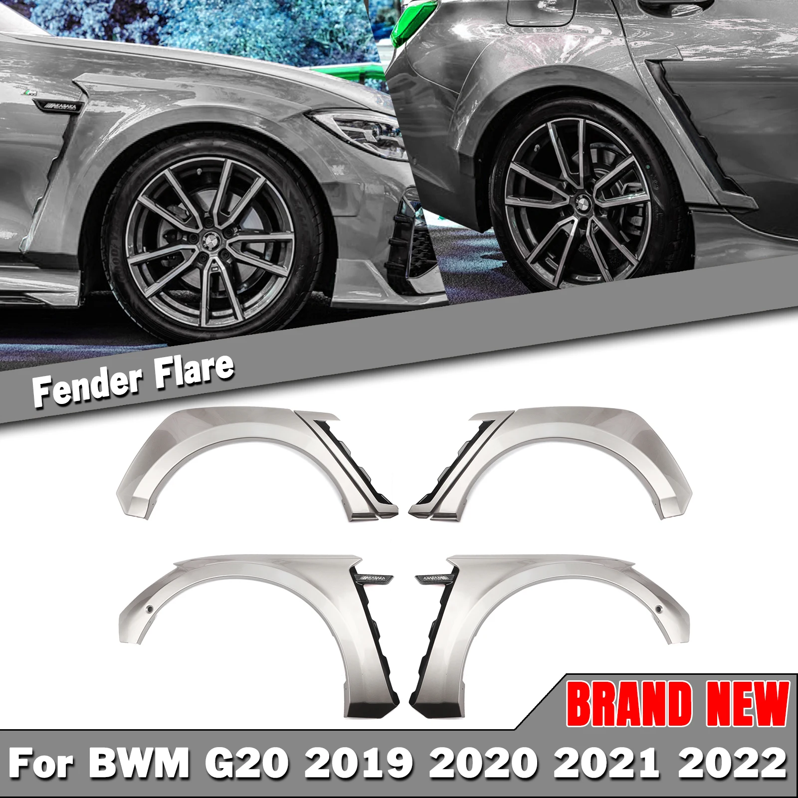 Akasaka Fender Flares Trim Per Bmw G20 G28 3 Series 330I M340I 2019 2020 2021 2022 M Sport Wide Wheel Arch Brow Cover Sopracciglio