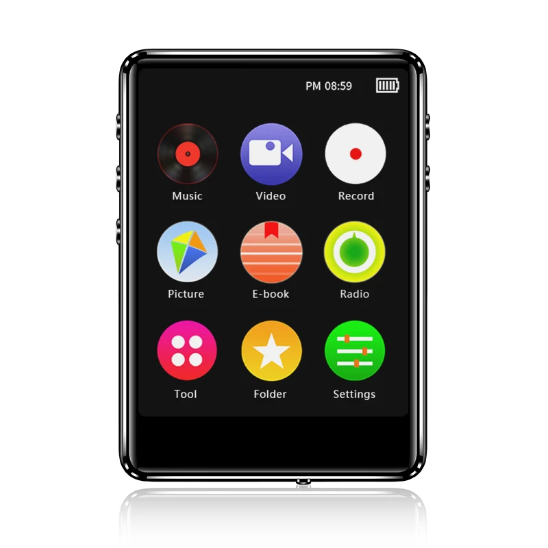 Original metal MP4 player Bluetooth 5.0 touch screen 2.4 inch built-in speaker MP3 with e-book radio recording video playback Mp4 Player Music Player Mini Media Player