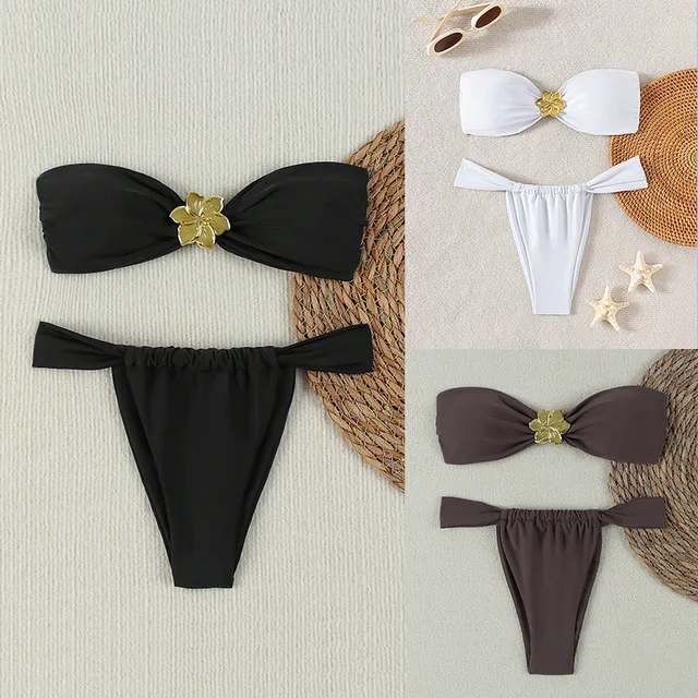 Sexy Cut-Out Bikini Set - Trendy Swimwear for Beach Goddesses Stunning Strapless Bikini Top Two-Piece Swimwear for Women 1