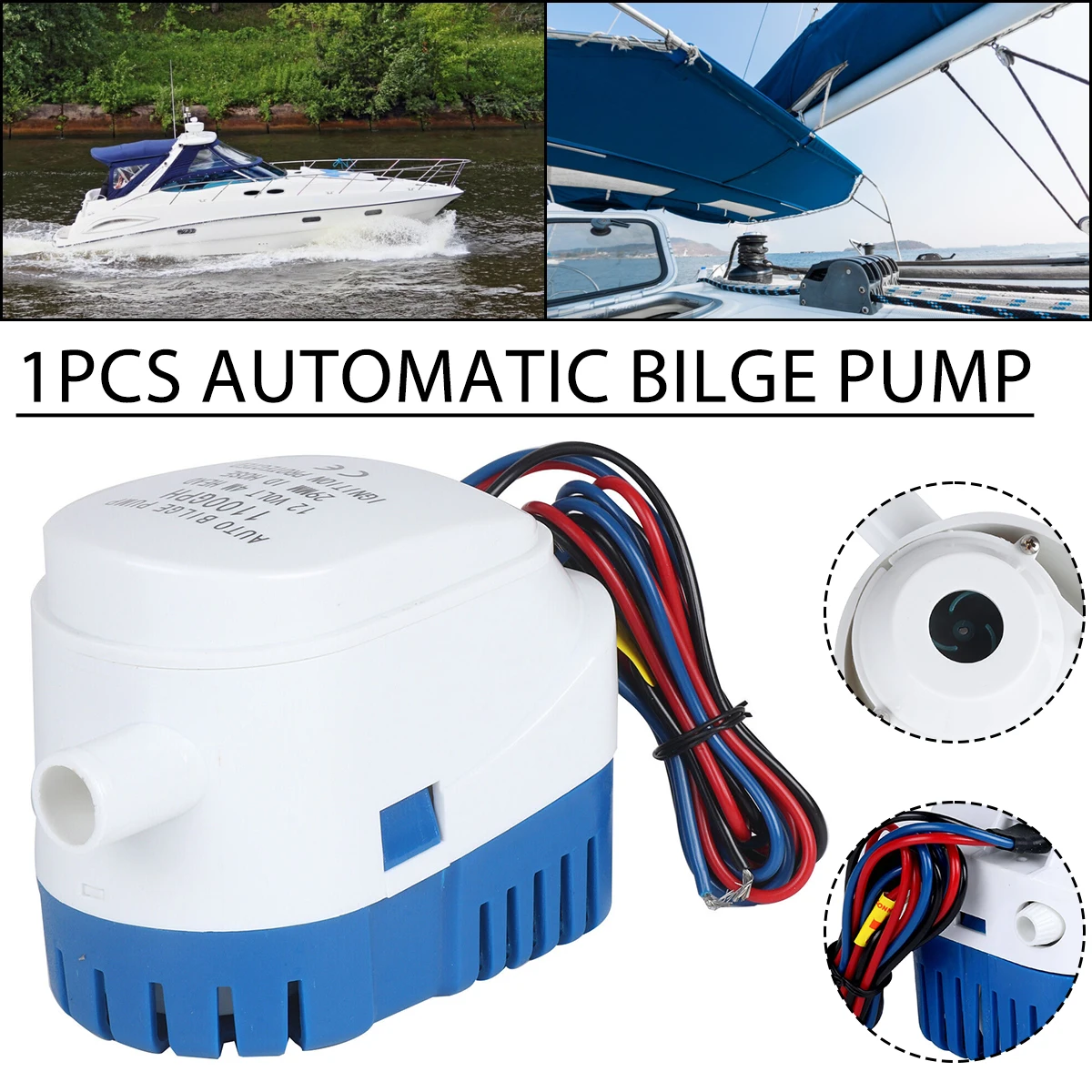 

Automatic Boat Submersible Bilge Pump 12V Volt DC Electric Marine Water Pump Small Auto 1100GPH 750GPH With Switch