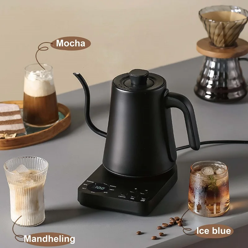 1L Electric Kettle 110V/220V Gooseneck Jug Hand brew Coffee Pot Thermo Pot Temperature-Control Heating Water Bottle Smart Teapot 2
