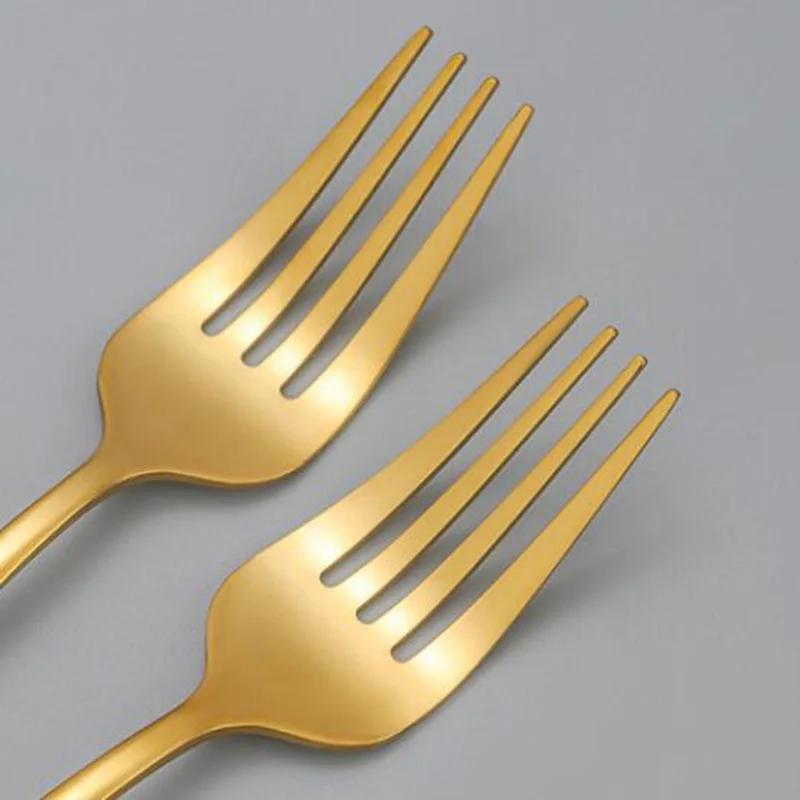 Mirror Golden silver Stainless Steel tableware Cutlery Dinner Dinnerware Children's Fork Knife Soup Dessert Ice Spoon fork K5