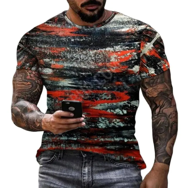 Mosaic Do Old Art Graffiti Four Seasons Print Men And Women Taste Retro Hip Hop Personality Round Neck Short Sleeve T-Shirts Top