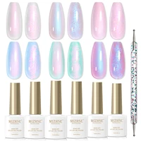 MIZHSE 6Pcs/Set Pearl Swirl Gel Nail Polish Set 7ML Shell Thread Nail Kits UV Led Semi Permanent Gel Soak Off Vernis 1
