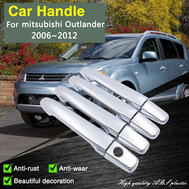 

Для Mitsubishi Outlander MK2 2006 ~ 2012, хромированная прочная крышка дверной ручки, аксессуары для украшения автомобиля, защитная пленка, наклейки