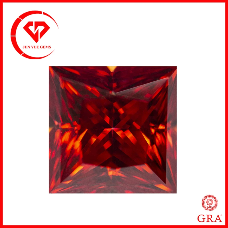 

Garnet Color Moissanite Stone Princess Cut 1.0-5.0ct VVS1 Moissanita Loose Gemstones Pass Diamond Tester with GRA Certificate