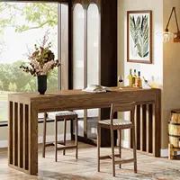 63" Rectangular Counter Height Bar Dining Table Rustic Brown Kitchen Bistro Restaurant Customized