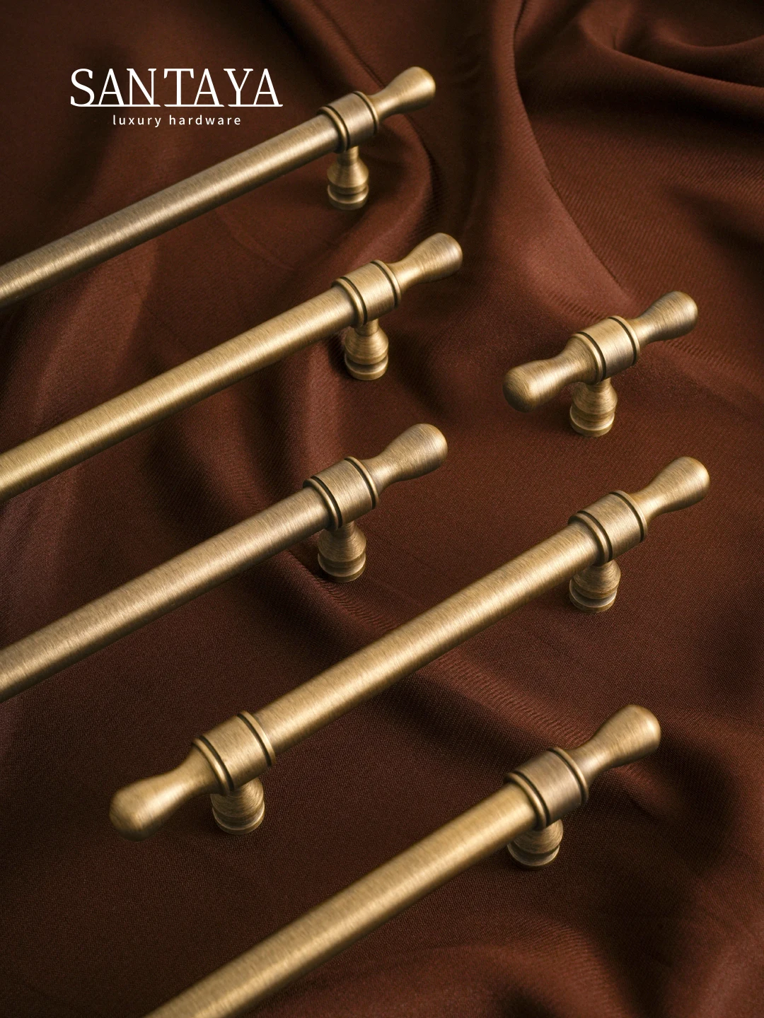 Santaya ทองเหลืองโบราณ Bronze ตู้จับและลูกบิดลิ้นชักดึงตู้ครัวสําหรับเฟอร์นิเจอร์ตู้เสื้อผ้าห้องนอน 1