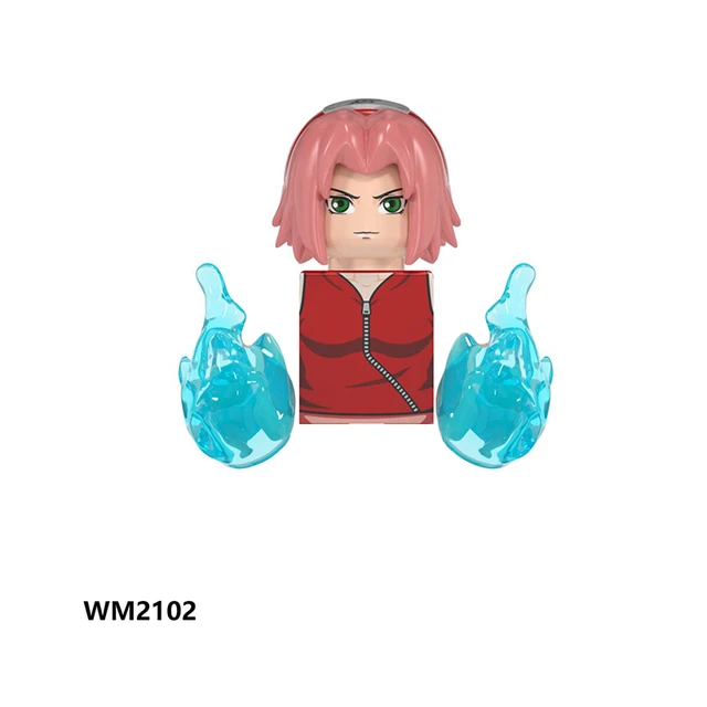 Naruto Sasuke Sakura Kakashi Obito Jiraiya Tsunade anime dolls Mini Action toy Figures cartoon Assemble blocks kid Birthday gift Trans-purple