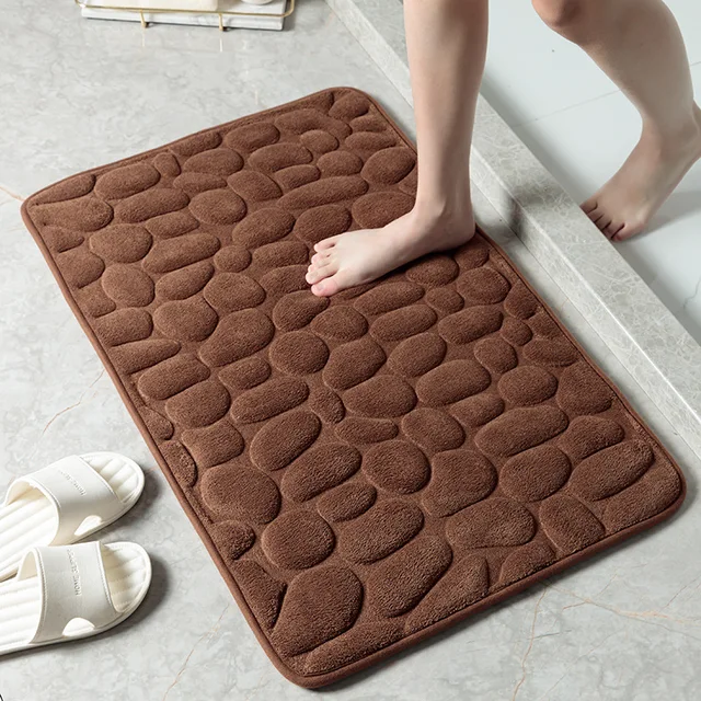 Tappetino da bagno in rilievo con ciottoli Tappeti antiscivolo nel lavabo Tappeto da pavimento laterale per vasca da bagno Doccia Zerbino Memory Foam Pad 3