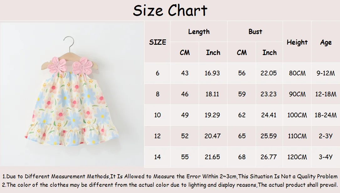 Baby-Mädchen-Kleid Sommer Blumen-Trägerkleid Niedliches Strand-Prinzessinnenkleid Baby-Mädchen-Bekleidung – Detail 1