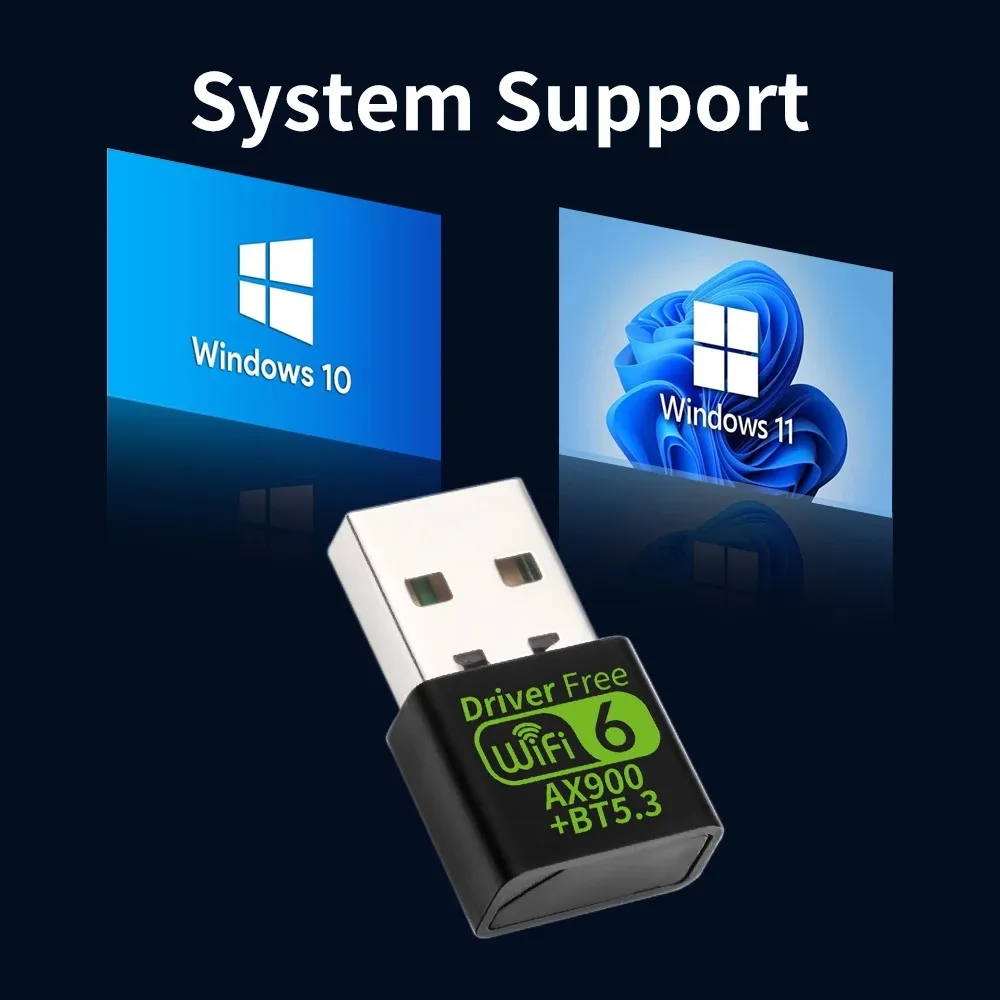 Kebidumei AX900 USB WiFi 6 블루투스 5.3 어댑터 USB 동글 듀얼 밴드 2.4G 및 5GHz WiFi 네트워크 무선 Wlan 수신기 드라이버 무료