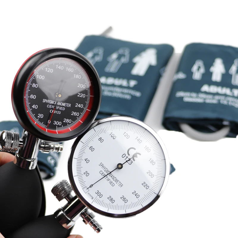 Green Medical Manual Adult Blood Pressure Monitor BP Upper Arm Cuff Manometer Aneroid Sphygmomanometer with Gauge Air Meter Pump