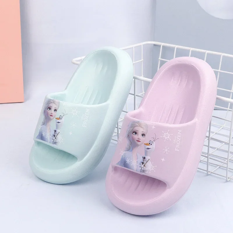 

Тапочки Disney для девочек, легкие тапочки из ЭВА, с мультяшным рисунком, мягкая нескользящая подошва, Холодное сердце, Эльза, принцесса
