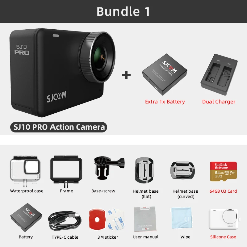 cheapest action camera Original SJCAM SJ10 Pro Action Camera 4K 60FPS WiFi GYRO Live Streaming Touch Screen 8x Zoom 10 Meters Body Waterproof Sports DV action camera battery life Action Cameras