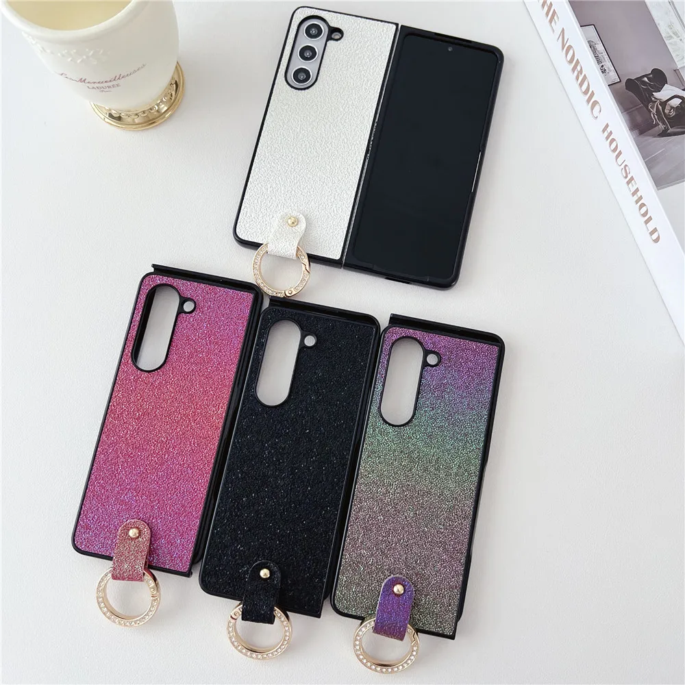 Custodia In Pelle Con Anello Glitterato Moda Coreana Per Samsung Galaxy Z Fold 5 Custodia Per Galaxy Z Fold5 4 Cover Z Fold3 Case Z Fold5