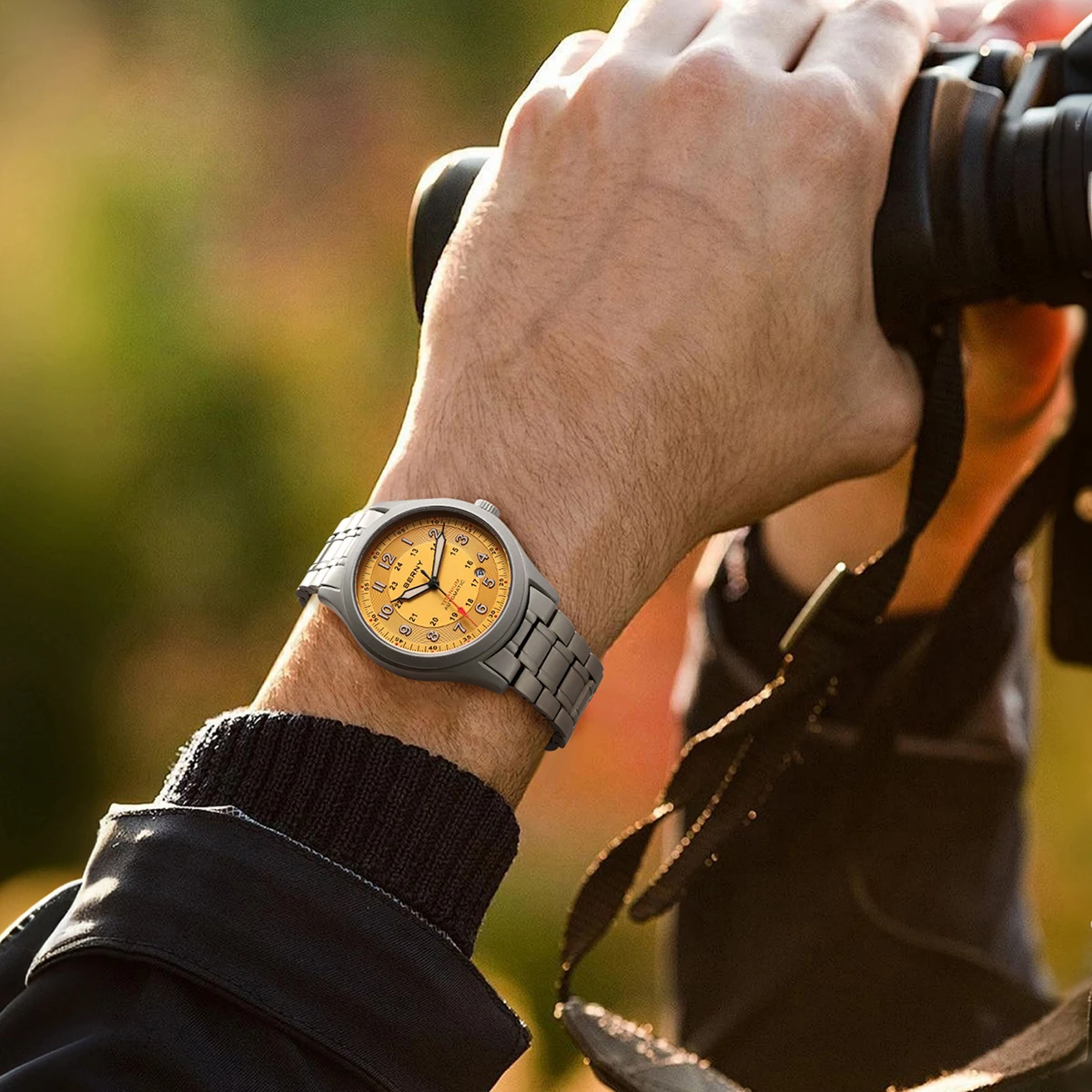 BERNY パイロットウォッチ フルチタン BERNY Full Titanium Automatic Watches for Men Super Luminous