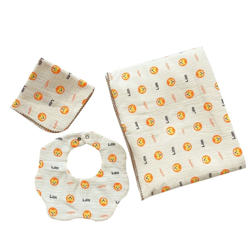 

Snap Bib Square Face Cloth Swaddle Blanket Print Baby Muslin Towel Birthday Gift