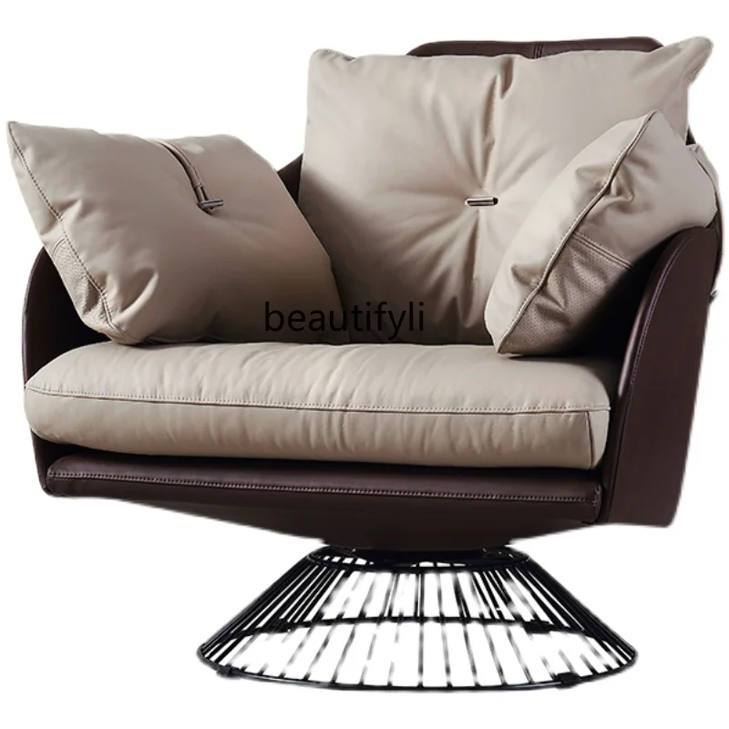 

Italian Balcony Leisure Chair Single Sofa Light Luxury Modern Rotating Living Room Minimalist Chair Designer Armchair